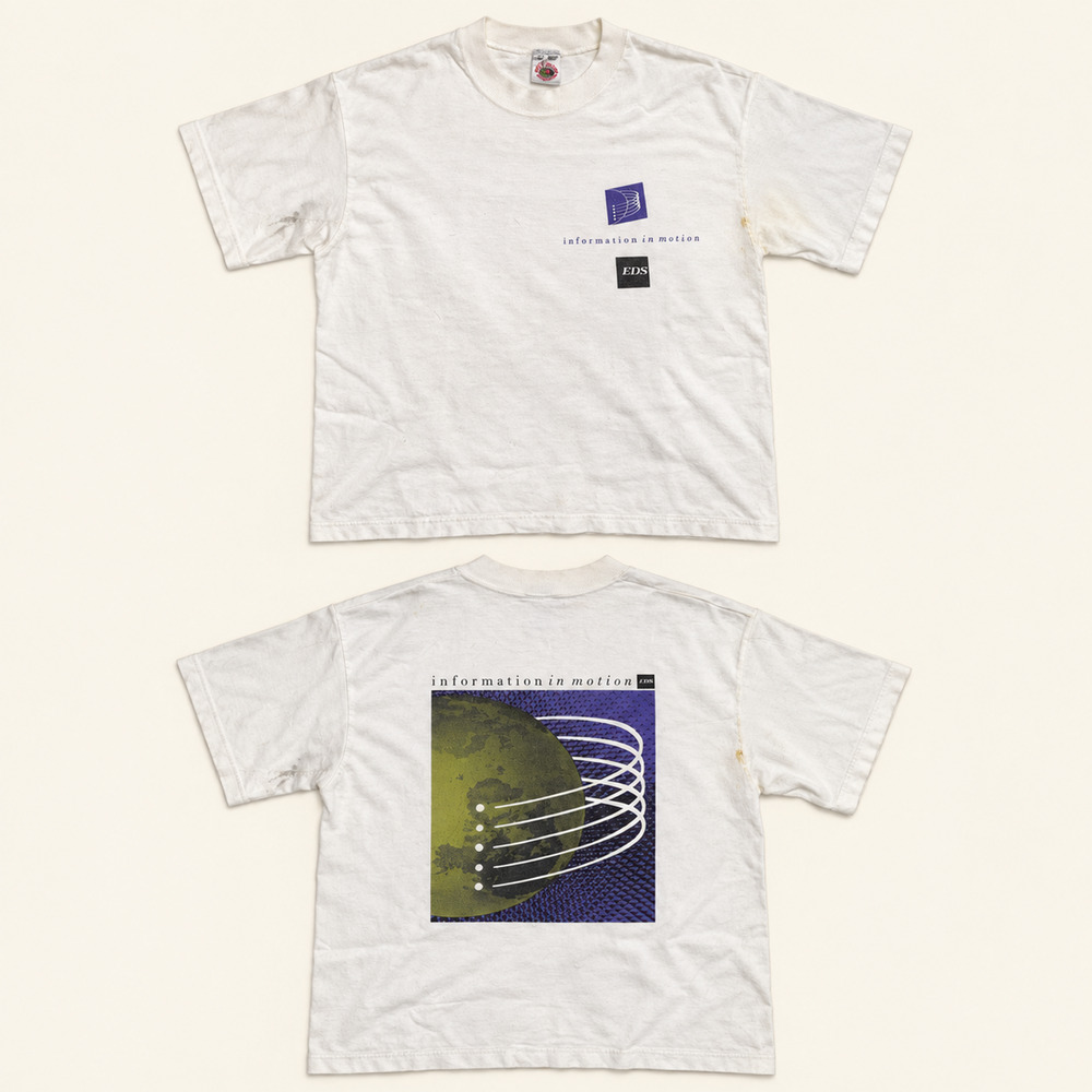 Vintage 90s EDS Information in Motion Graphic T-Shirt White Large